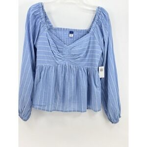 Old Navy Striped Peplum Top Blue White Women's Small